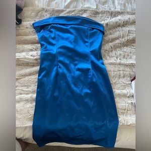 Blue strapless going out dress, short tight fitted - Size XS